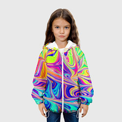Куртка с капюшоном детская Аномально яркие цветные разводы, цвет: 3D-белый — фото 2