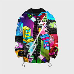 Куртка с капюшоном детская Geometry Dash: Parallel Worlds, цвет: 3D-черный
