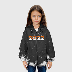 Куртка с капюшоном детская Новый год 2022 - надпись 2022, цвет: 3D-черный — фото 2