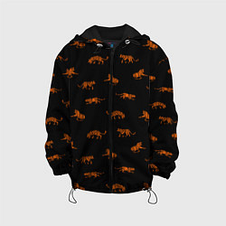 Куртка с капюшоном детская Тигры паттерн Tigers pattern, цвет: 3D-черный