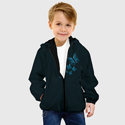 Куртка с капюшоном детская Стая неоновых бабочек, цвет: 3D-черный — фото 2