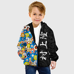 Куртка с капюшоном детская Такаси Мураками Иероглифами, цвет: 3D-черный — фото 2