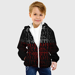 Куртка с капюшоном детская Славянская символика Руны, цвет: 3D-белый — фото 2