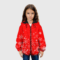 Куртка с капюшоном детская Летящие снежинки, цвет: 3D-черный — фото 2