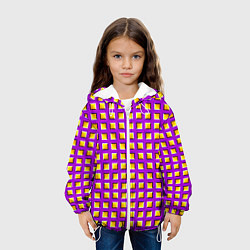 Куртка с капюшоном детская Фиолетовый Фон с Желтыми Квадратами Иллюзия Движен, цвет: 3D-белый — фото 2
