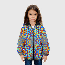 Куртка с капюшоном детская Пульсирующий синий цветок иллюзия движения, цвет: 3D-черный — фото 2