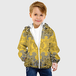 Куртка с капюшоном детская Коллекция Фрактальная мозаика Желтый на черном 573, цвет: 3D-белый — фото 2