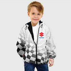 Куртка с капюшоном детская Suzuki, Сузуки Спорт, Финишный флаг, цвет: 3D-черный — фото 2