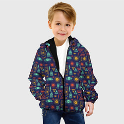 Куртка с капюшоном детская Индейский узор Майя, цвет: 3D-черный — фото 2