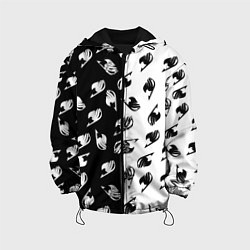 Куртка с капюшоном детская FAIRY TAIL BLACK WHITE ХВОСТ ФЕИ СИМВОЛЫ ЧЁРНО БЕЛ, цвет: 3D-черный