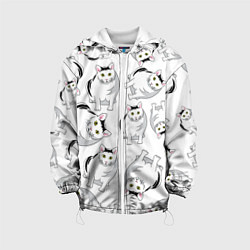 Куртка с капюшоном детская КОТИКИ МЕМ МЯУ, цвет: 3D-белый