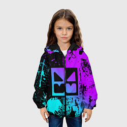 Куртка с капюшоном детская GEOMETRY DASH NEON LEVELS SMILE, цвет: 3D-черный — фото 2