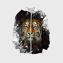 Куртка с капюшоном детская Год тигра2022, цвет: 3D-белый