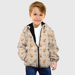 Куртка с капюшоном детская Корги - единороги паттерн, цвет: 3D-черный — фото 2