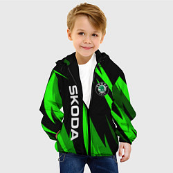 Куртка с капюшоном детская SKODA Логотип Узор, цвет: 3D-черный — фото 2