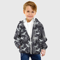 Куртка с капюшоном детская Табун Лошадей, цвет: 3D-белый — фото 2
