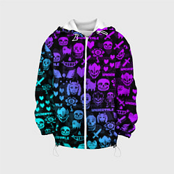 Куртка с капюшоном детская UNDERTALE NEON PATTERN УЗОР, цвет: 3D-белый