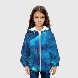 Куртка с капюшоном детская Синий абстрактный фон, цвет: 3D-белый — фото 2
