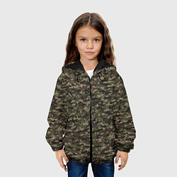 Куртка с капюшоном детская Камуфляж Вязаный лесной, цвет: 3D-черный — фото 2