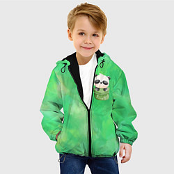 Куртка с капюшоном детская Милая панда в кармане, цвет: 3D-черный — фото 2