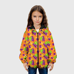 Куртка с капюшоном детская Виноград паттерн, цвет: 3D-черный — фото 2