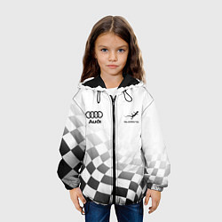 Куртка с капюшоном детская Audi Quattro, Ауди Кватро, Финишный флаг, цвет: 3D-черный — фото 2