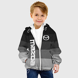 Куртка с капюшоном детская Мазда, Mazda, Серый градиент, цвет: 3D-белый — фото 2