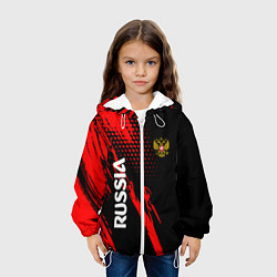 Куртка с капюшоном детская Russia Герб Геометрия, цвет: 3D-белый — фото 2