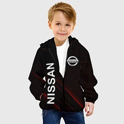 Куртка с капюшоном детская Nissan, Ниссан Абстракция, цвет: 3D-черный — фото 2