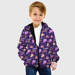 Куртка с капюшоном детская Pizza Is My Valentine!, цвет: 3D-черный — фото 2