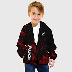 Куртка с капюшоном детская Ауди, Audi Красный узор, цвет: 3D-черный — фото 2