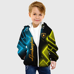 Куртка с капюшоном детская Lamborghini - Неоновые фигуры, цвет: 3D-белый — фото 2