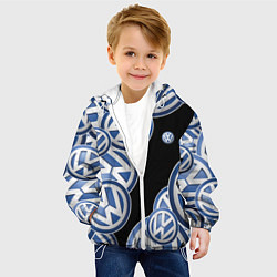 Куртка с капюшоном детская Volkswagen logo Pattern, цвет: 3D-белый — фото 2
