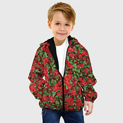 Куртка с капюшоном детская Букет алых роз, цвет: 3D-черный — фото 2