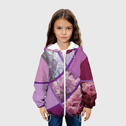 Куртка с капюшоном детская Весна Полосатый принт Сирень, цвет: 3D-белый — фото 2