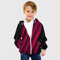 Куртка с капюшоном детская Red Stripe 3D Красные полосы, цвет: 3D-белый — фото 2