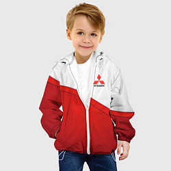 Куртка с капюшоном детская Митсубиси Mitsubishi LOGO, цвет: 3D-белый — фото 2