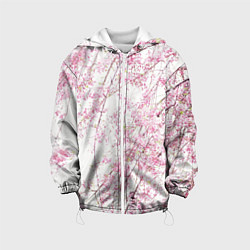 Куртка с капюшоном детская Розовое цветение, цвет: 3D-белый