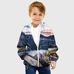 Куртка с капюшоном детская Горы на закате, цвет: 3D-белый — фото 2