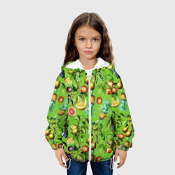 Куртка с капюшоном детская Сочные фрукты паттерн, цвет: 3D-белый — фото 2