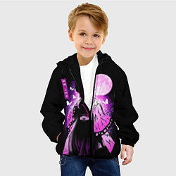 Куртка с капюшоном детская Шинобу Кочо силуэт Клинок рассекающего демона, цвет: 3D-черный — фото 2