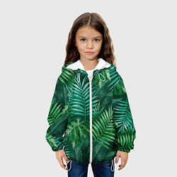 Куртка с капюшоном детская Tropical plants pattern, цвет: 3D-белый — фото 2
