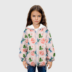 Куртка с капюшоном детская Колибри и нежные цветы, цвет: 3D-белый — фото 2