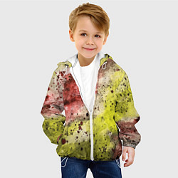 Куртка с капюшоном детская Абстракция Гранж Желтый и бордовый, цвет: 3D-белый — фото 2