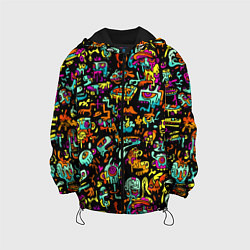 Куртка с капюшоном детская Прикольный красочный паттерн, цвет: 3D-черный