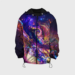 Куртка с капюшоном детская Neon space pattern 3022, цвет: 3D-черный