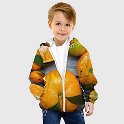 Куртка с капюшоном детская Мандаринки на деревянном столе, цвет: 3D-белый — фото 2