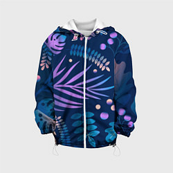 Куртка с капюшоном детская Ветки и листья, цвет: 3D-белый