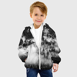 Куртка с капюшоном детская Мрачный лес - туман, цвет: 3D-белый — фото 2