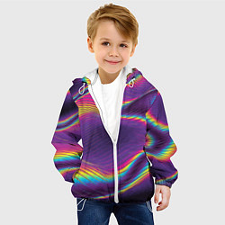 Куртка с капюшоном детская Neon fashion pattern Wave, цвет: 3D-белый — фото 2
